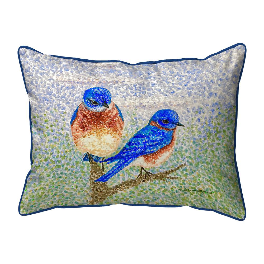 Two Blue Birds Small Indoor/Outdoor Pillow 11x14. Picture 1