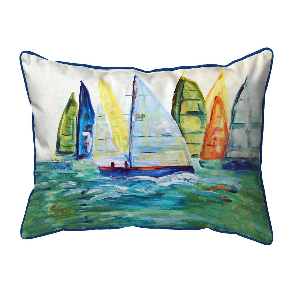 Betsy's Sailboats Small Indoor/Outdoor Pillow 11x14. Picture 1