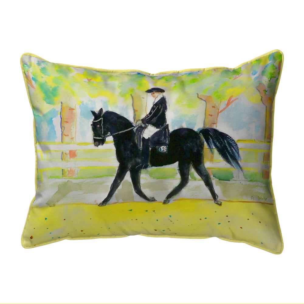 Black Horse & Rider Small Indoor/Outdoor Pillow 11x14. Picture 1