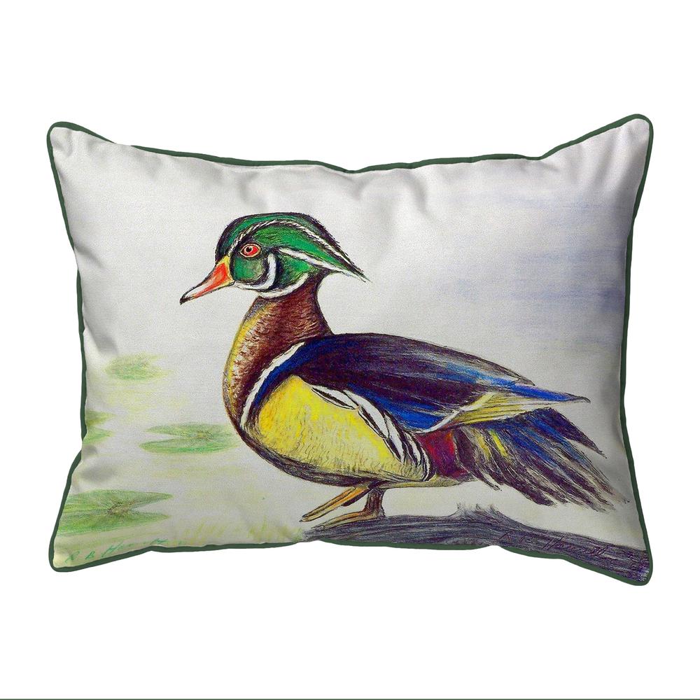 Male Wood Duck Script Small Indoor/Outdoor Pillow, 11x14. Picture 1