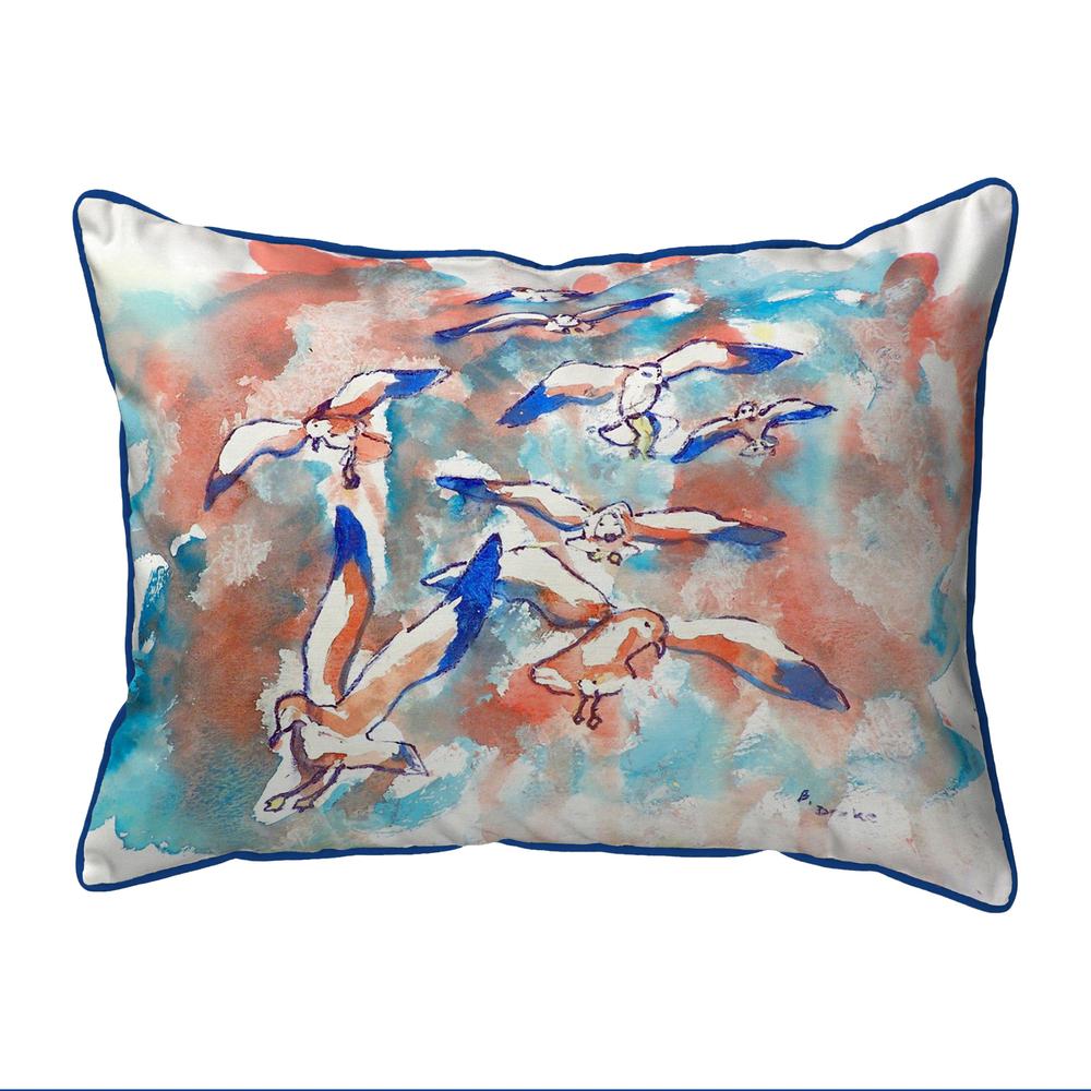 Gulls Flocking Small Indoor/Outdoor Pillow 11x14. Picture 1