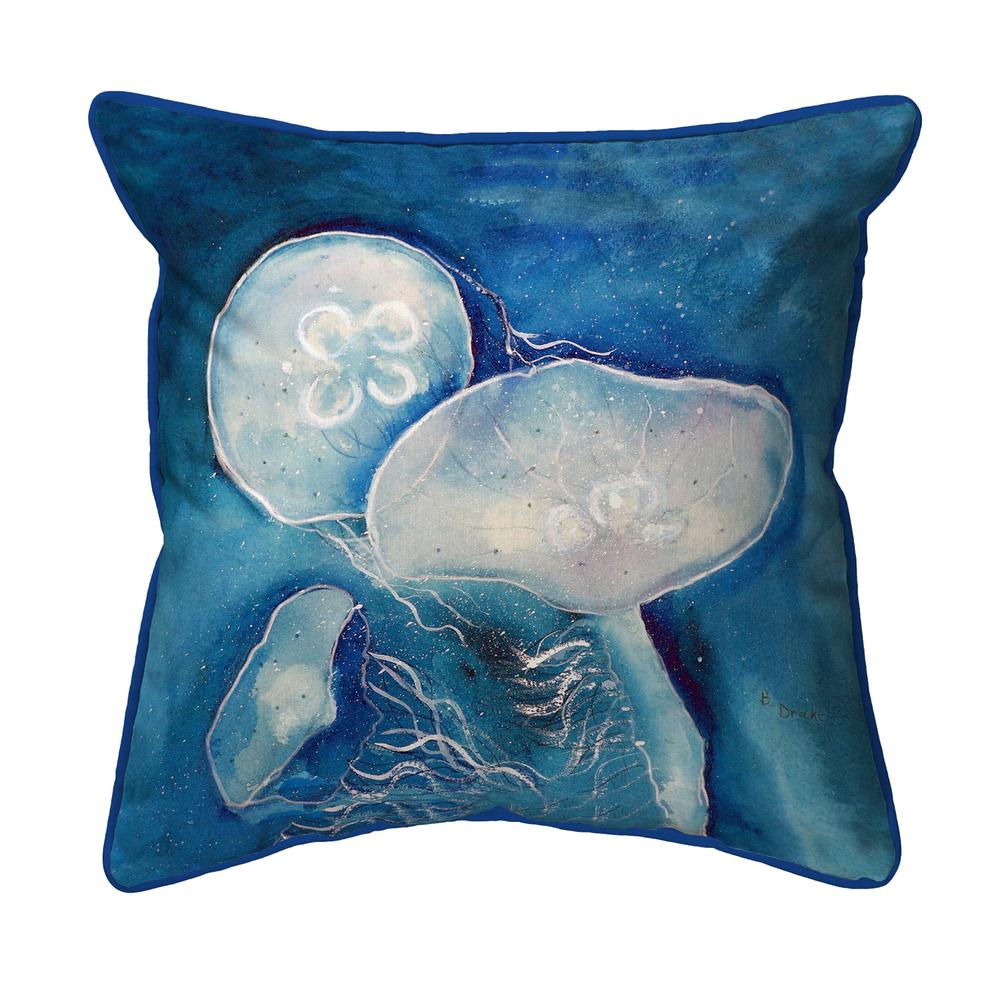 Blue Jellyfish Small Indoor/Outdoor Pillow 12x12. Picture 1