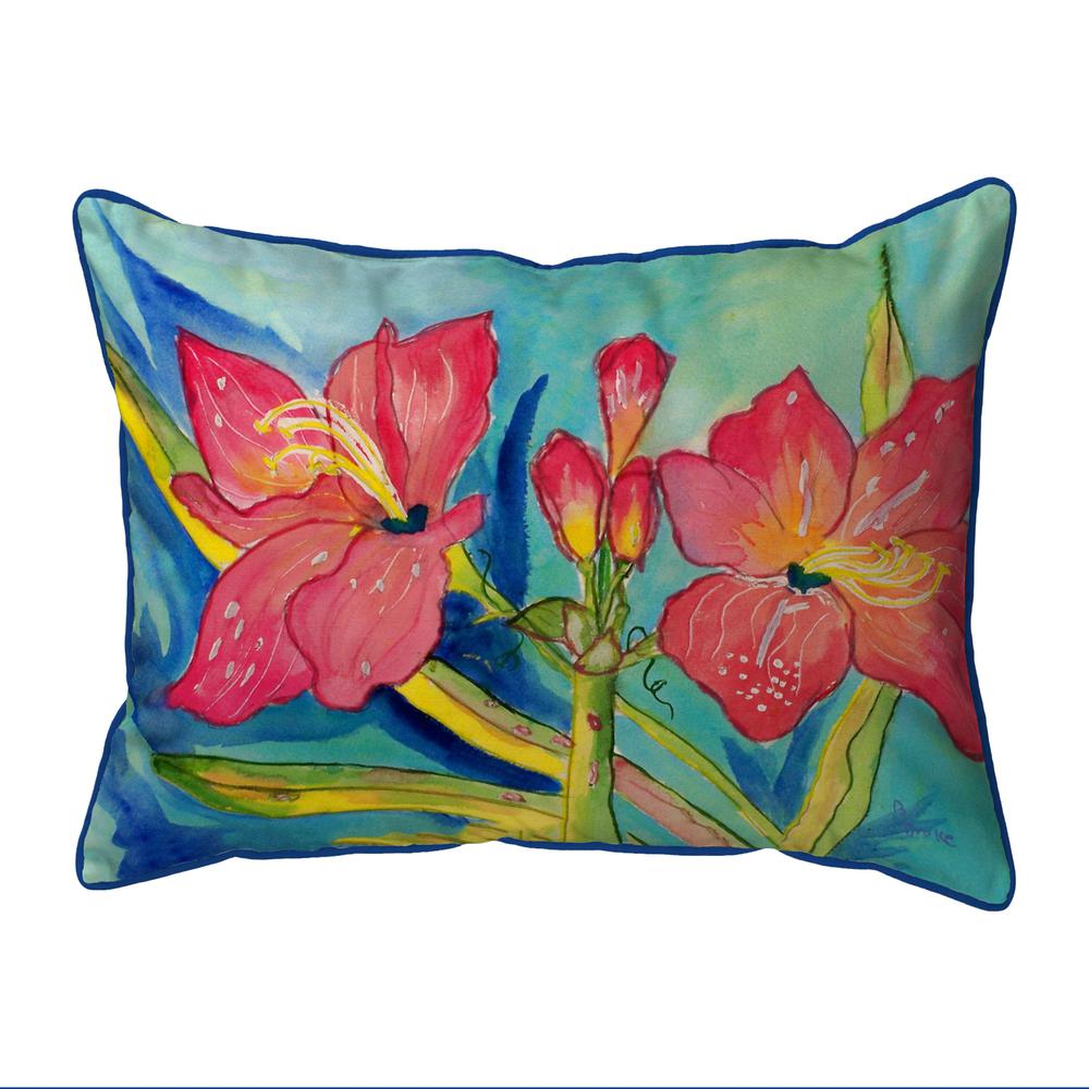 Pink Amaryllis Small Indoor/Outdoor Pillow 11x14. Picture 1