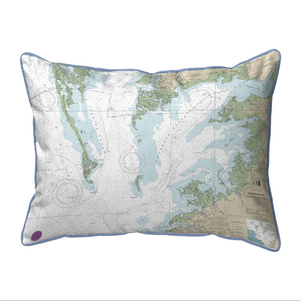 Chesapeake Bay - Pocomoke and Tangier Sounds, VA Nautical Map Small Corded Indoor/Outdoor Pillow 11x14. Picture 1