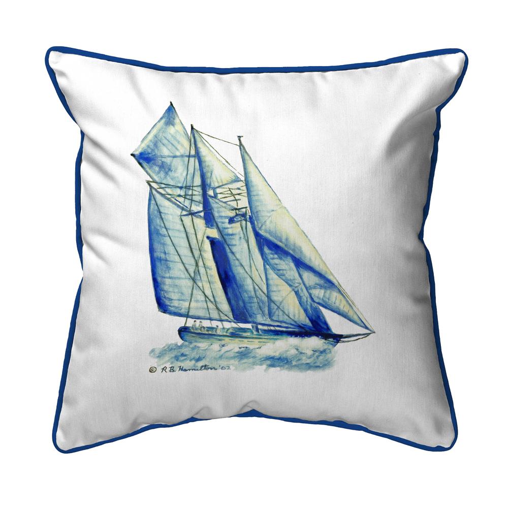Blue Sailboat Small Indoor/Outdoor Pillow 12x12. Picture 1