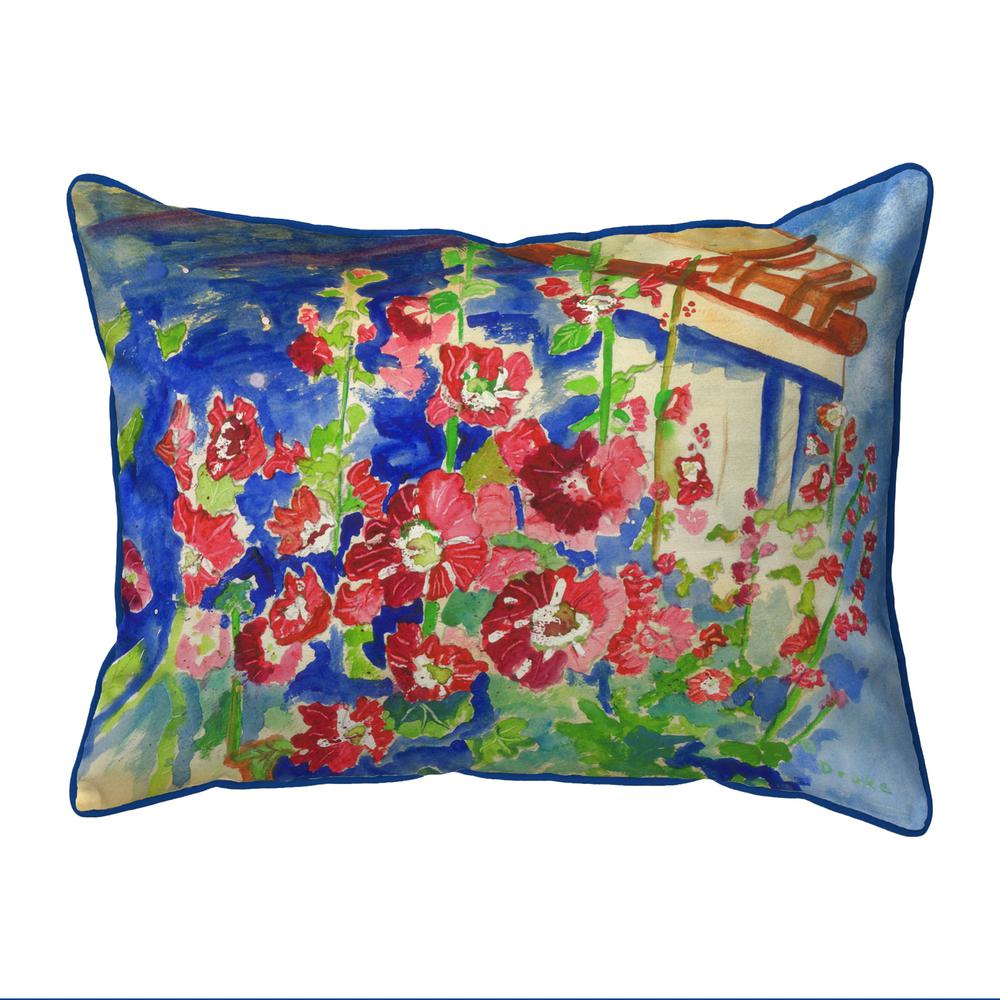Hollyhocks Small Indoor/Outdoor Pillow 11x14. Picture 1