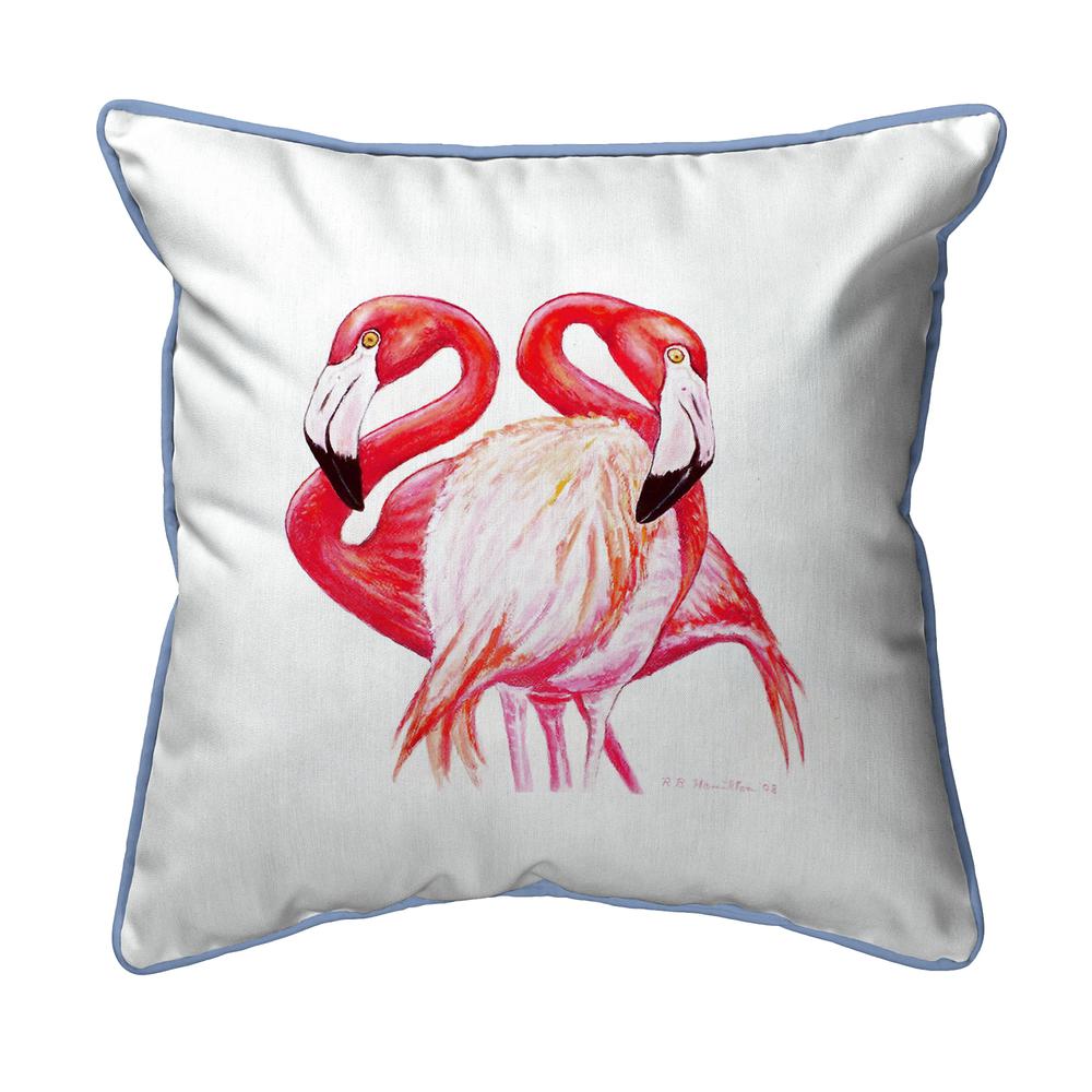 Two Flamingos Small Indoor/Outdoor Pillow 12x12. Picture 1
