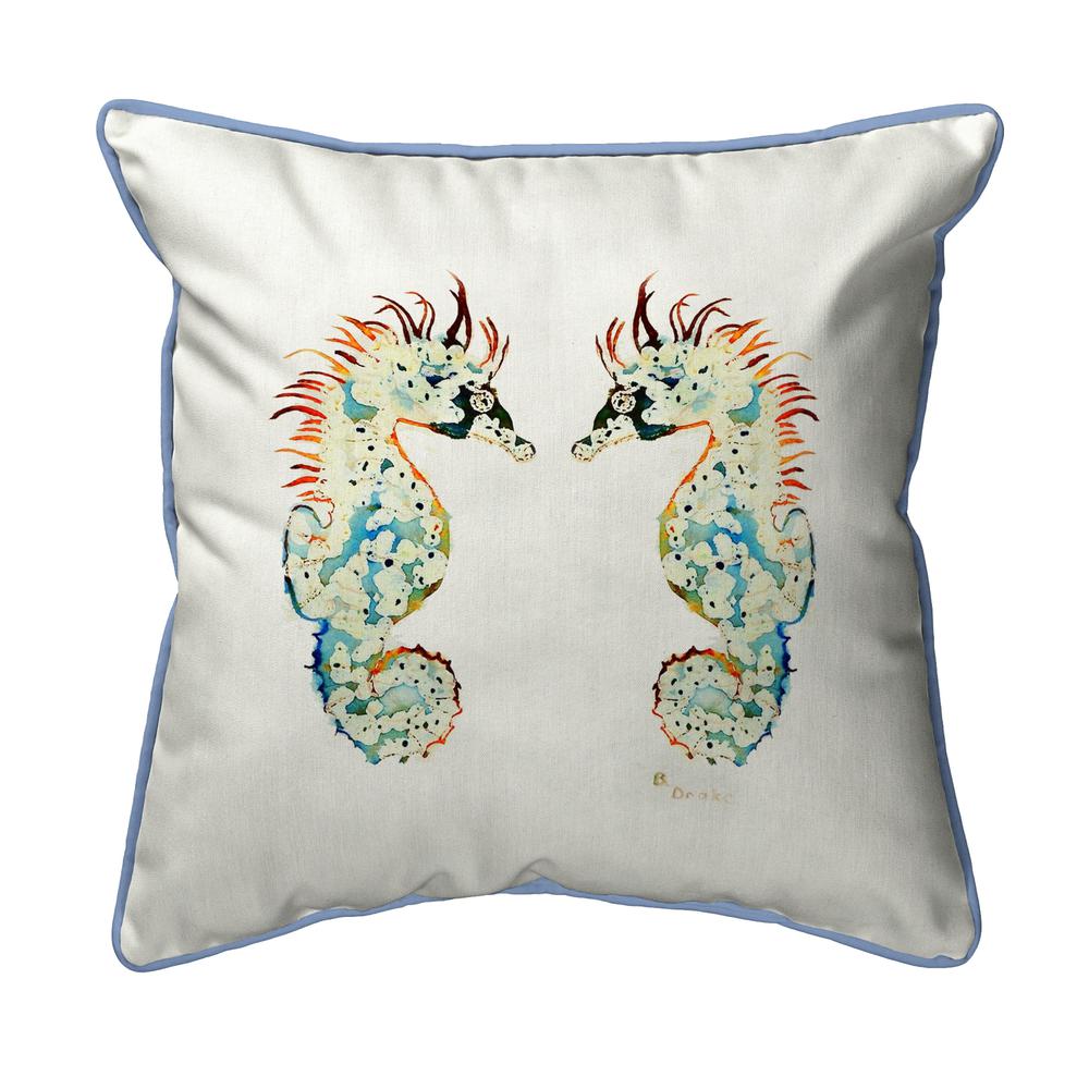 Betsy's Seahorses Small Indoor/Outdoor Pillow 12x12. Picture 1