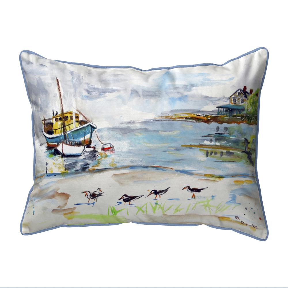 Boat & Sandpipers Small Indoor/Outdoor Pillow 11x14. Picture 1