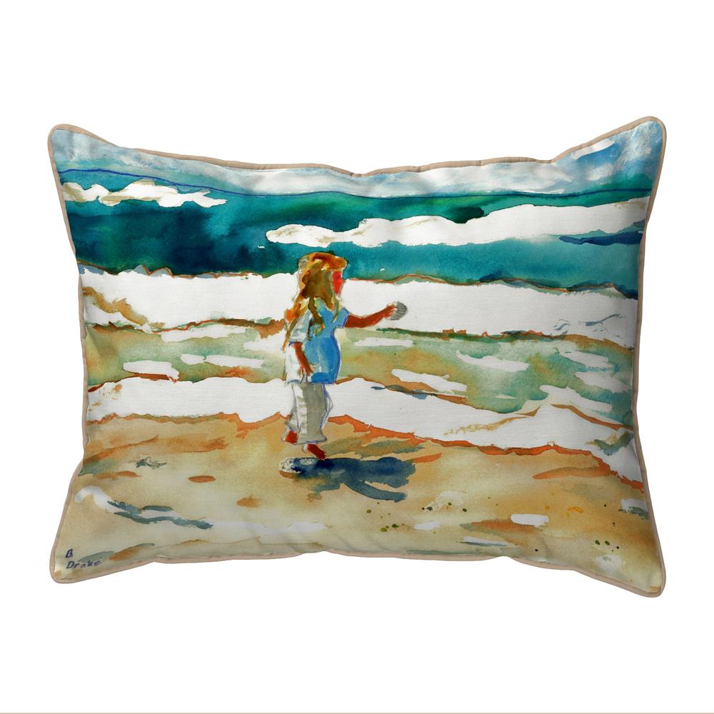 Girl at the Beach Small Indoor/Outdoor Pillow 11x14. Picture 1