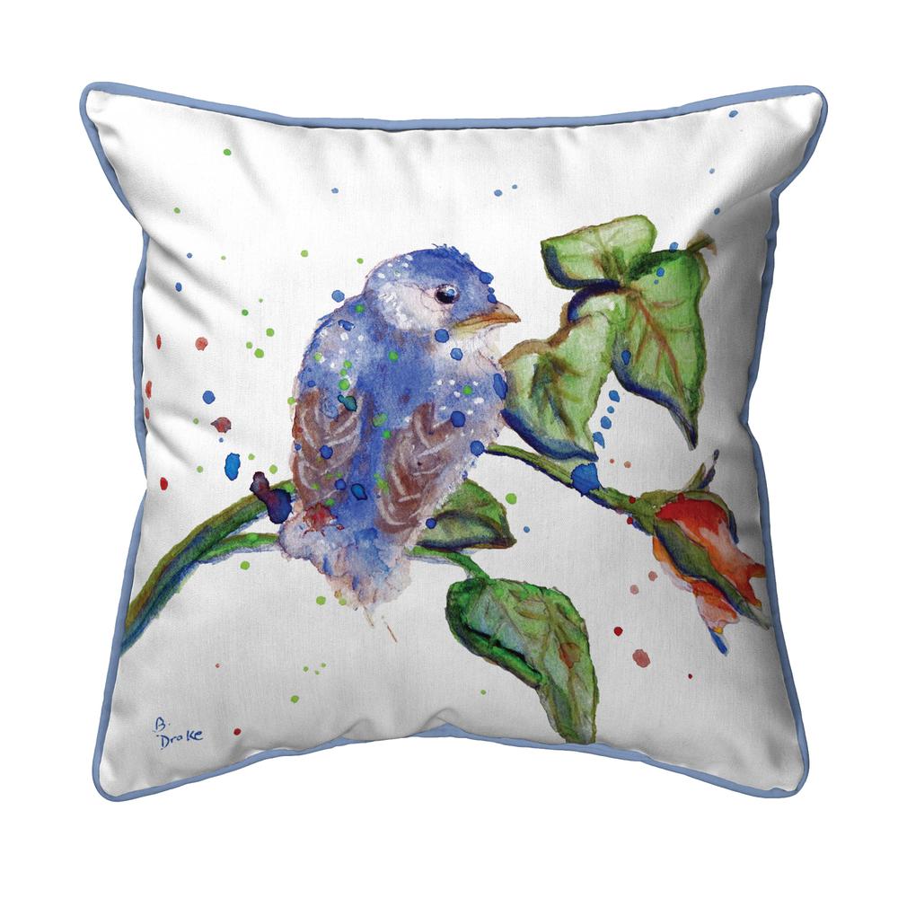Betsy's Blue Bird Small Outdoor/Indoor Pillow 12x12. Picture 1