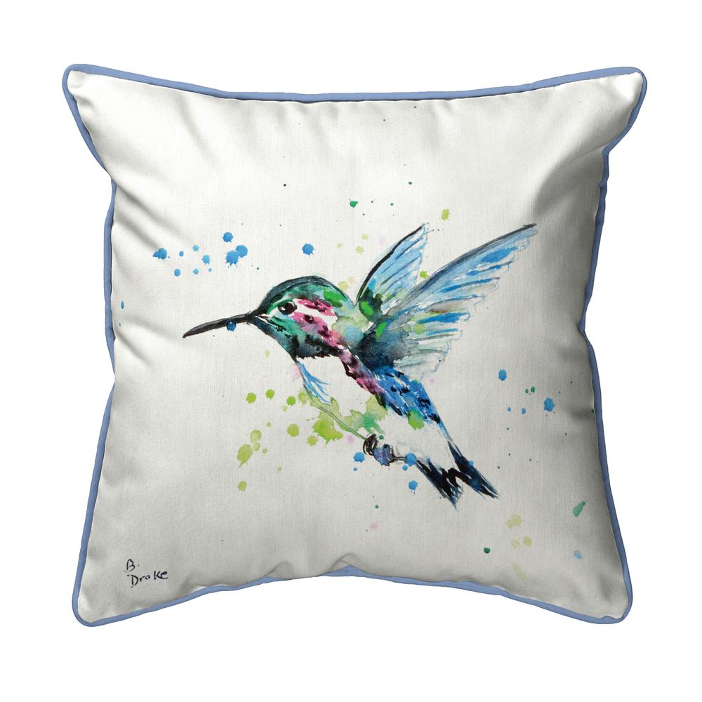 Green Hummingbird Small Outdoor/Indoor Pillow 12x12. Picture 1