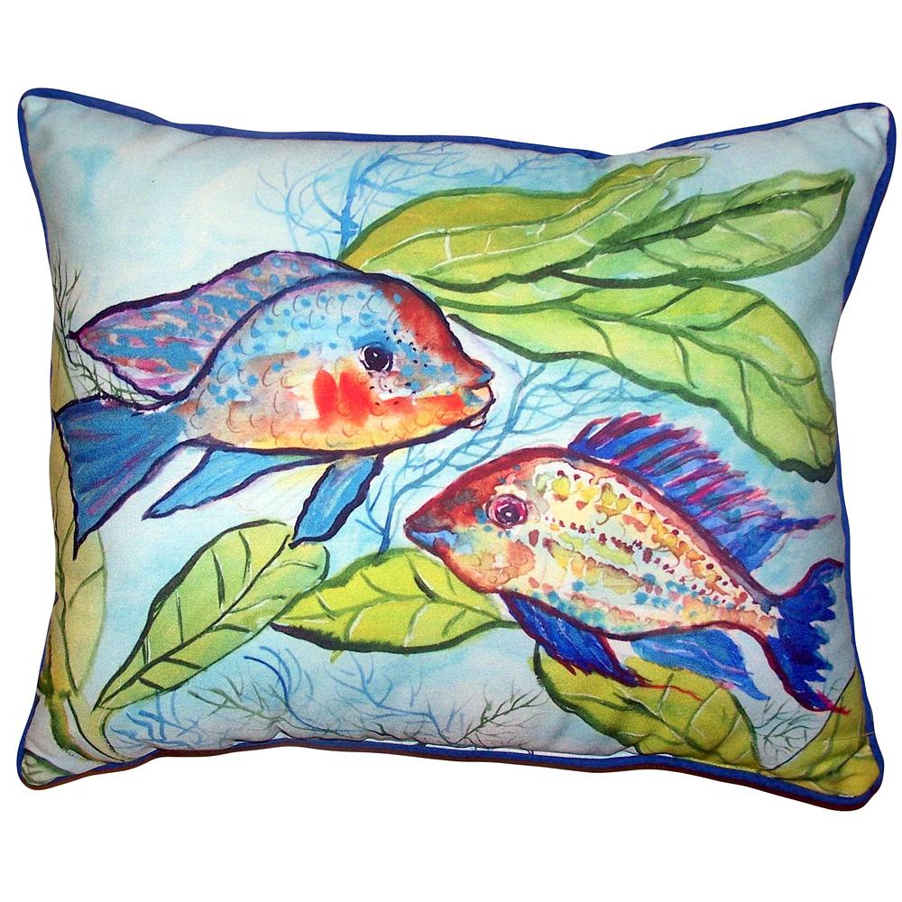 Pair of Fish Small Outdoor/Indoor Pillow 11x14. Picture 1