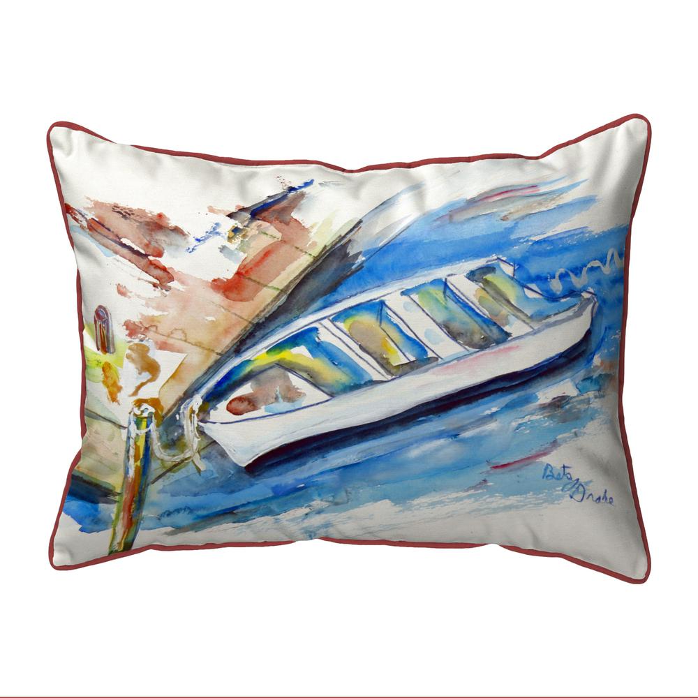 Rowboat at Dock Small Outdoor/Indoor Pillow 11x14. Picture 1
