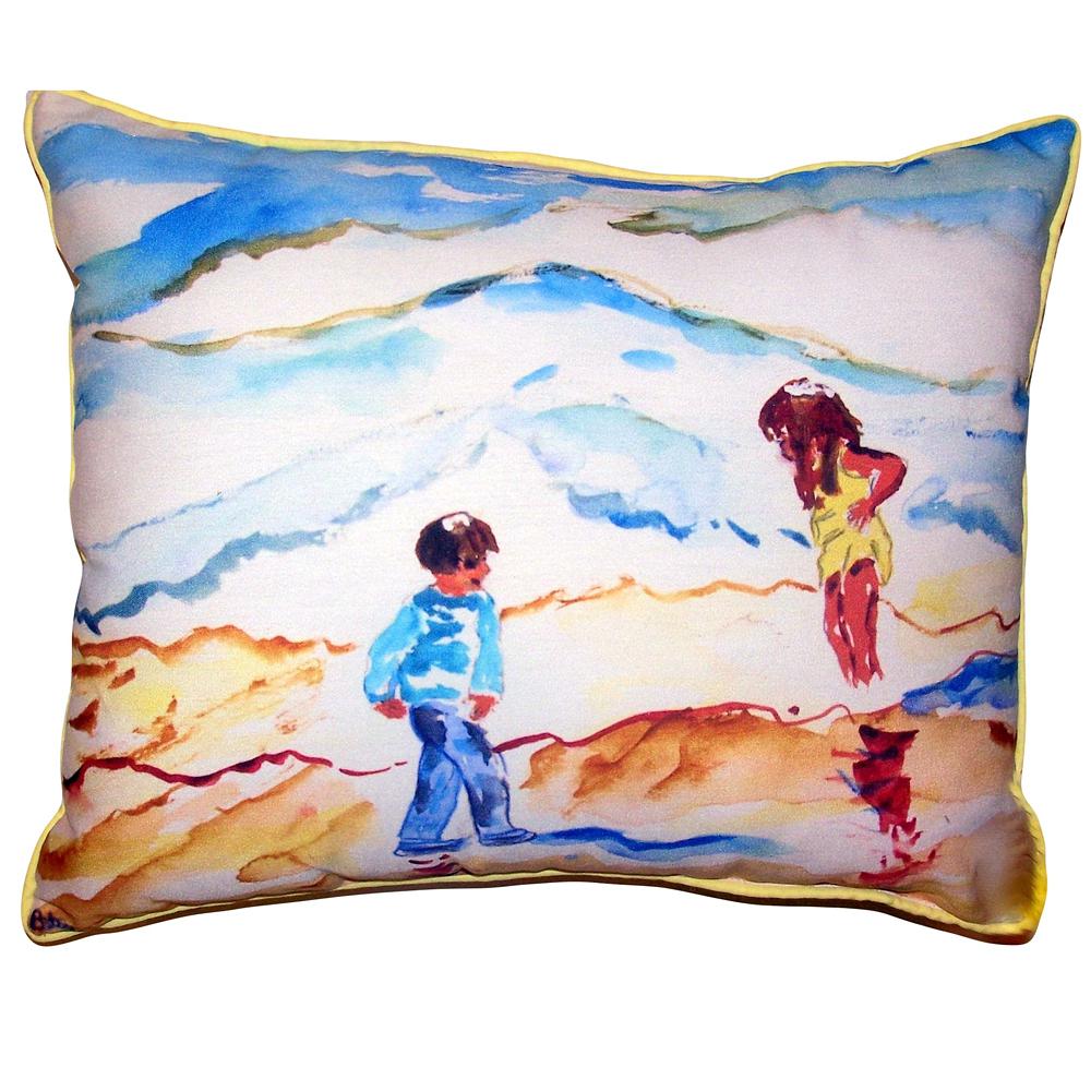 Wading at the Beach Small Outdoor/Indoor Pillow 11x14. Picture 1