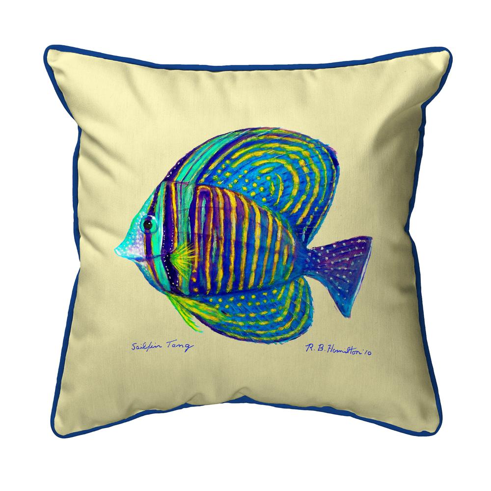 Sailfin Tang - Yellow Small Indoor/Outdoor Pillow 12x12. Picture 1