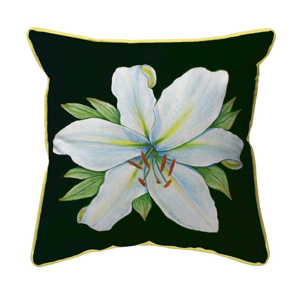 Casablanca Lily - Black Background Small Indoor/Outdoor Pillow 12x12. Picture 1