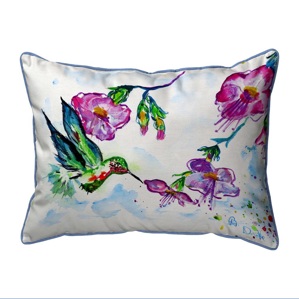 Feeding Hummingbird Small Indoor/Outdoor Pillow 11x14. The main picture.