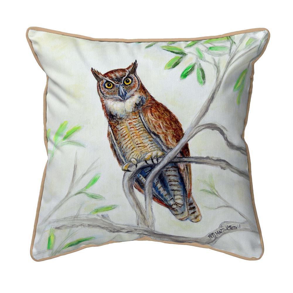Great Horned Owl Small Indoor/Outdoor Pillow 12x12. Picture 1