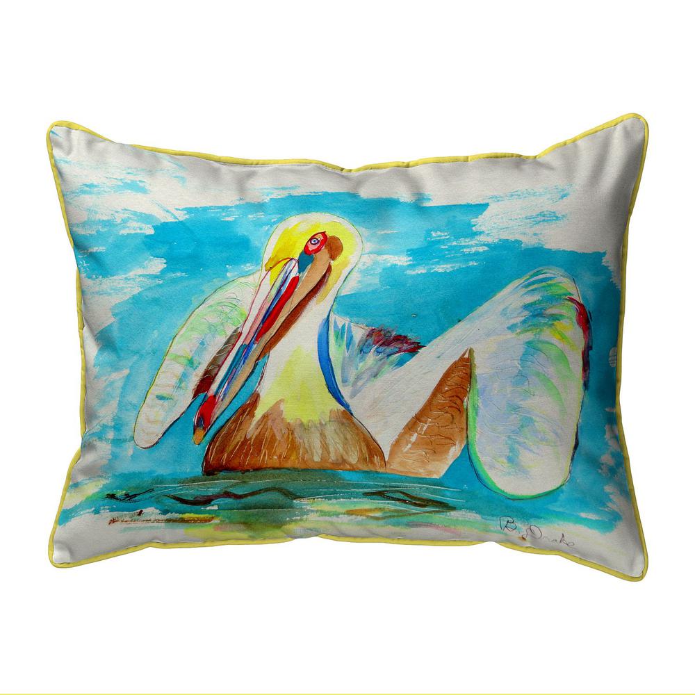 Pelican in Teal Small Indoor/Outdoor Pillow 11x14. Picture 1