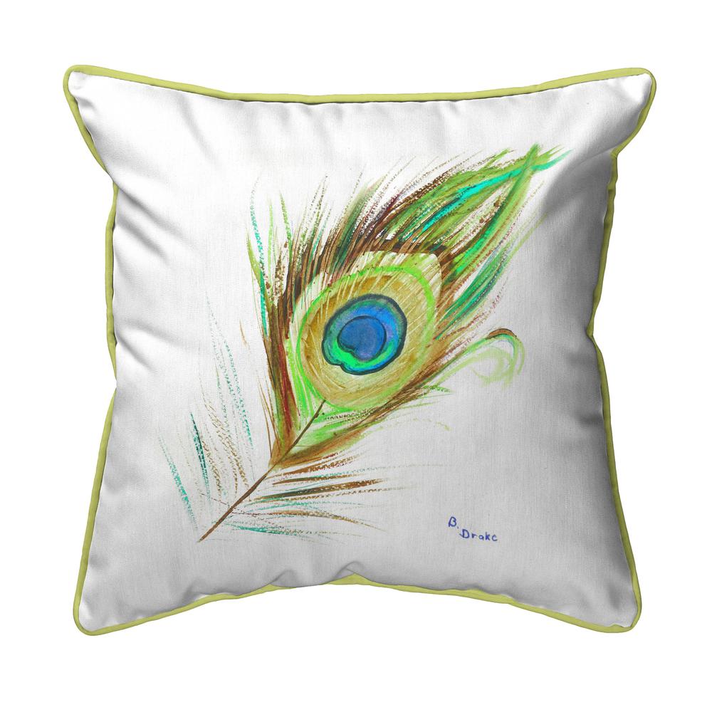 Peacock Feather Small Indoor/Outdoor Pillow 12x12. Picture 1