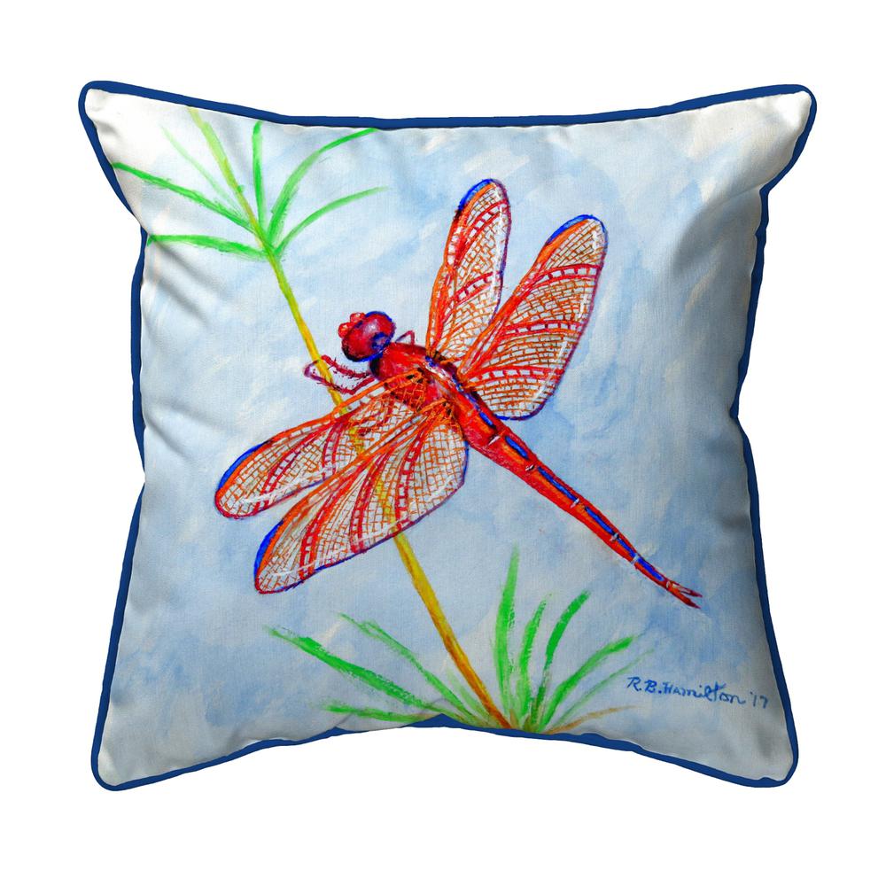 Red DragonFly Small Pillow 12x12. Picture 1