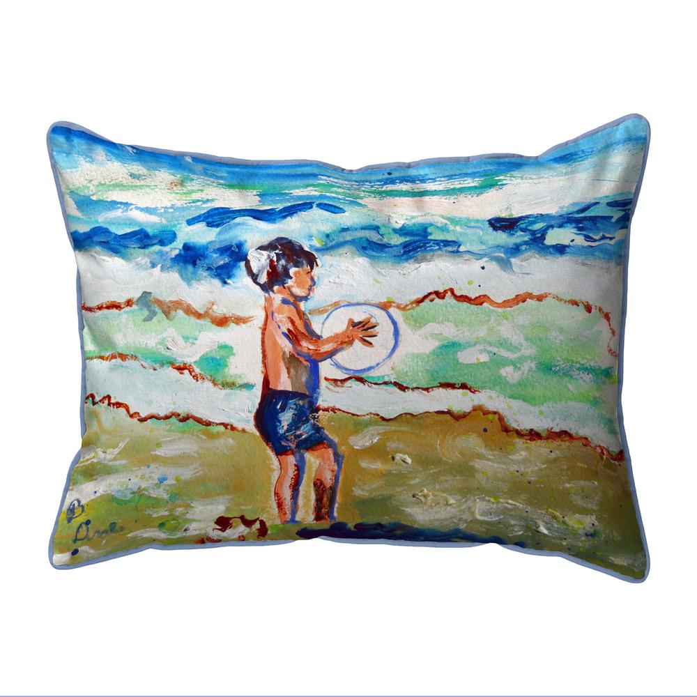 Boy & Surf Small Outdoor Pillow 11x14. Picture 1