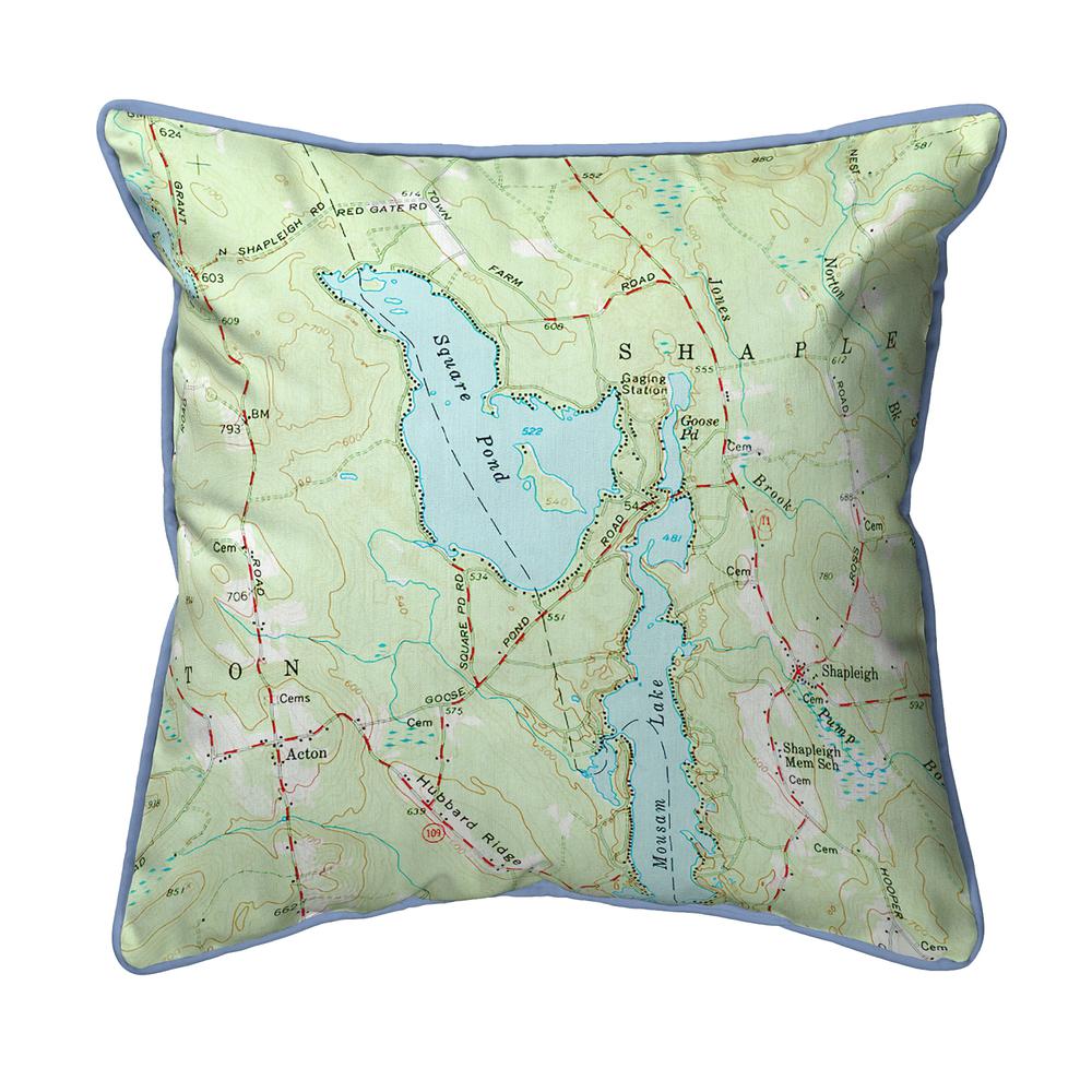 Square Pond, ME Nautical Map Small Corded Indoor/Outdoor Pillow 12x12. Picture 1