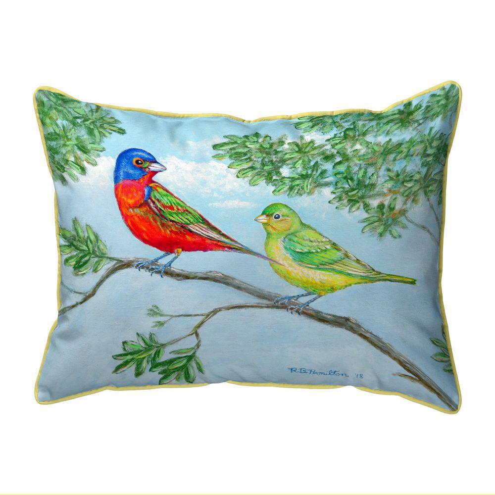 Pair of Buntings Small Indoor/Outdoor Pillow 11x14. Picture 1
