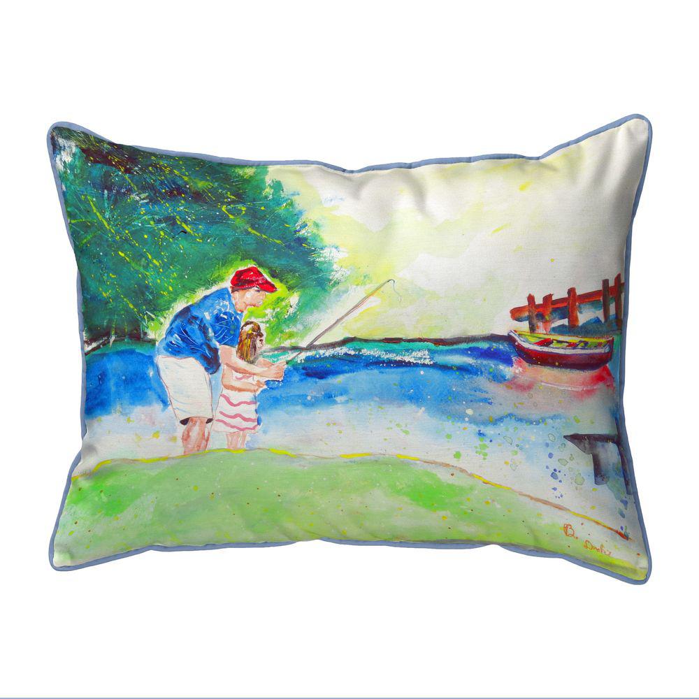 Fishing Lesson Small Indoor/Outdoor Pillow 11x14. Picture 1