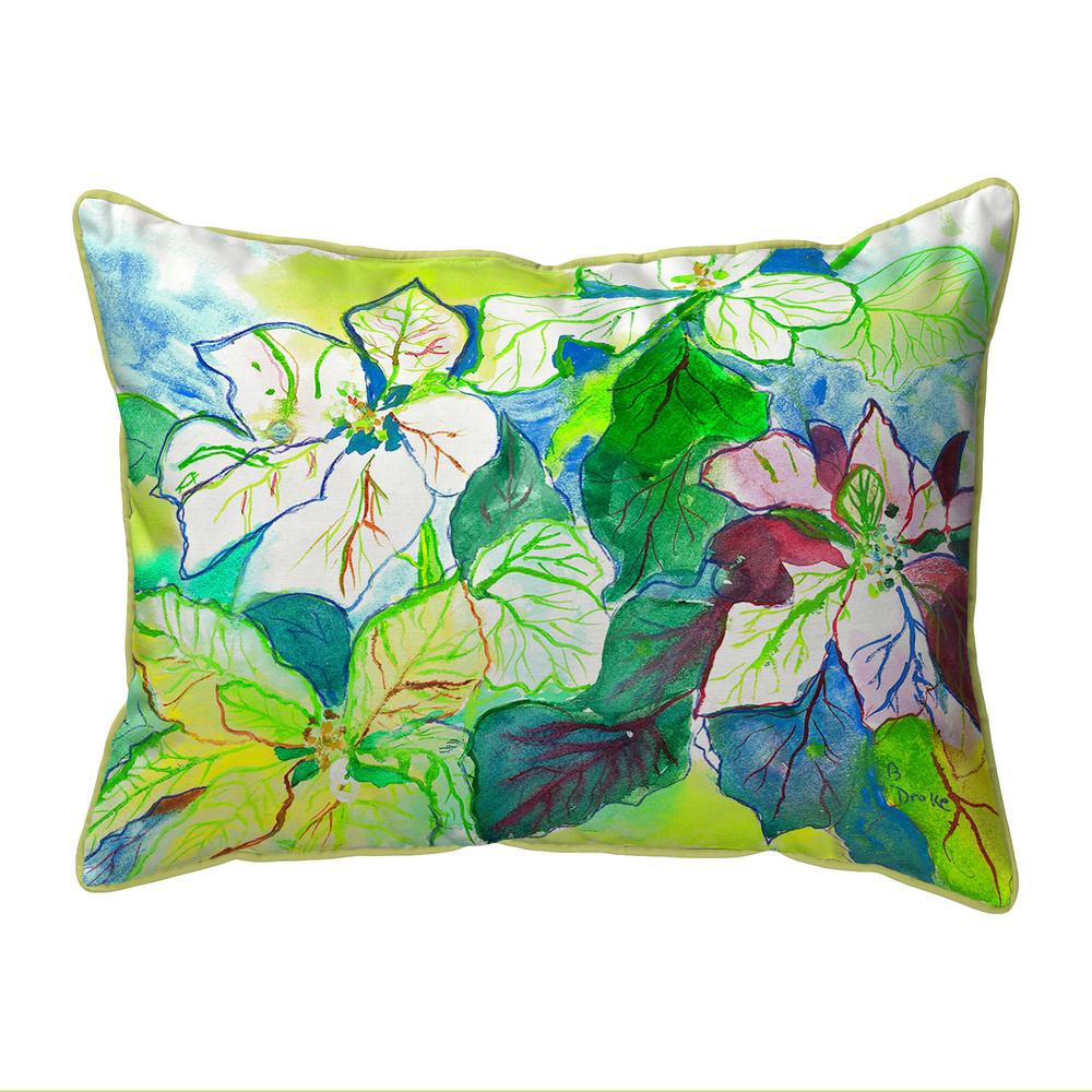 White Poinsettia Small Indoor/Outdoor Pillow 11x14. Picture 1
