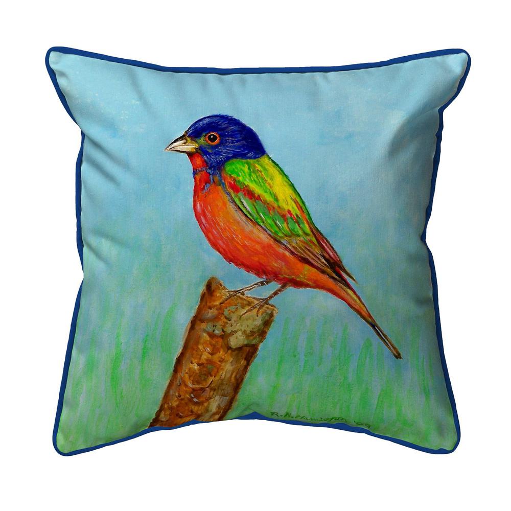 Painted Bunting Small Indoor/Outdoor Pillow 12x12. Picture 1