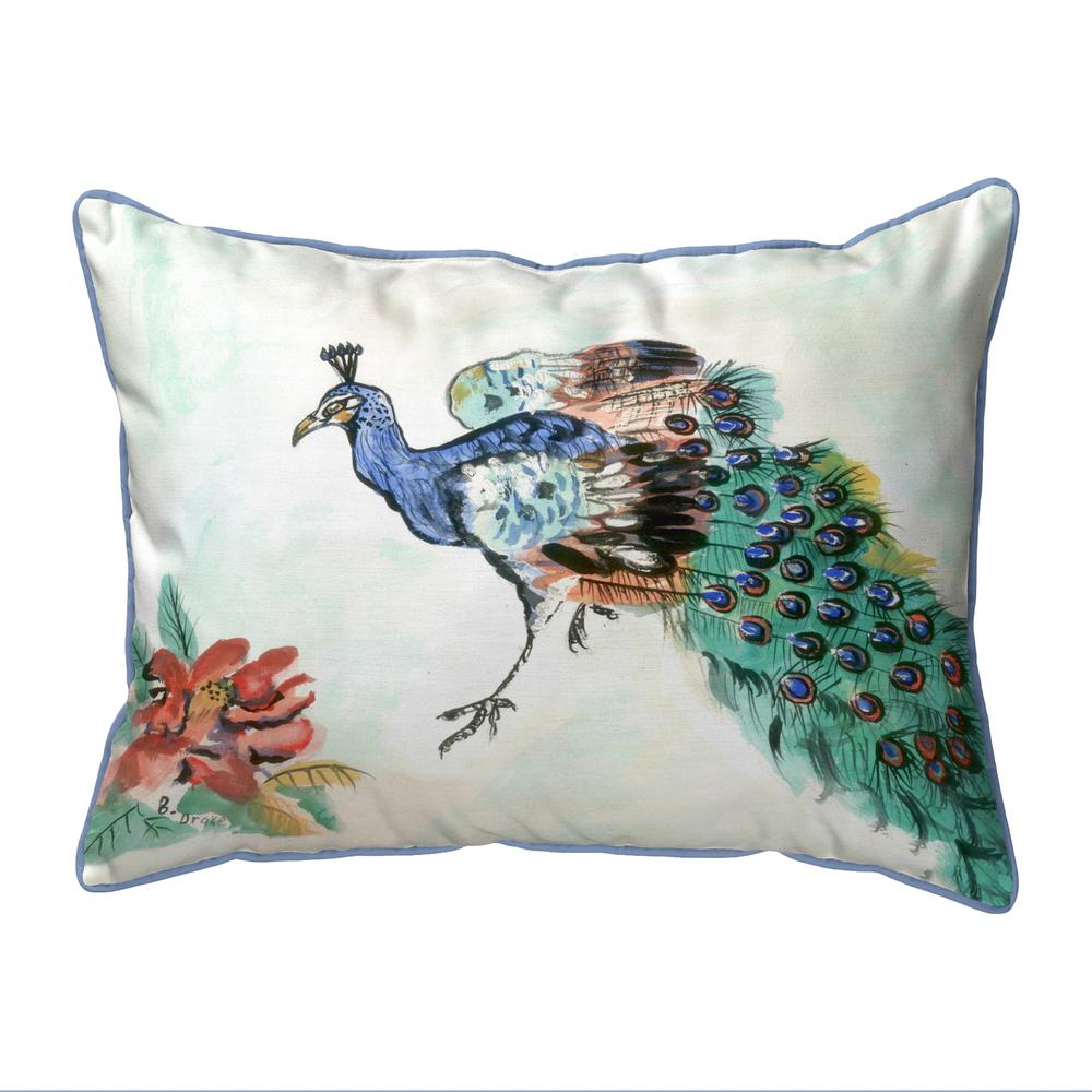 Betsy's Peacock Small Indoor/Outdoor Pillow 11x14. Picture 1