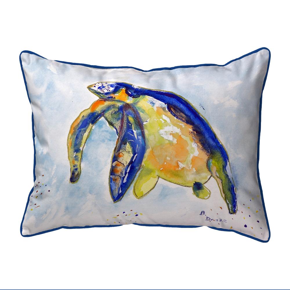 Blue Sea Turtle - Left Small Indoor/Outdoor Pillow 11x14. Picture 1