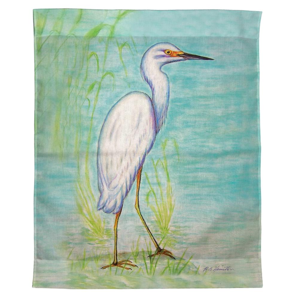 Snowy Egret Outdoor Wall Hanging 24x30. Picture 1