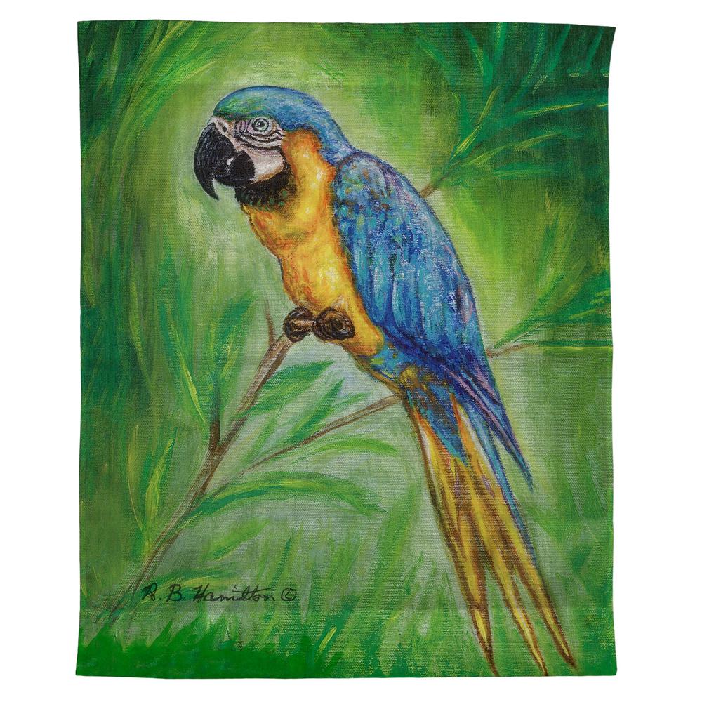 Blue Macaw Outdoor Wall Hanging 24x30. Picture 1