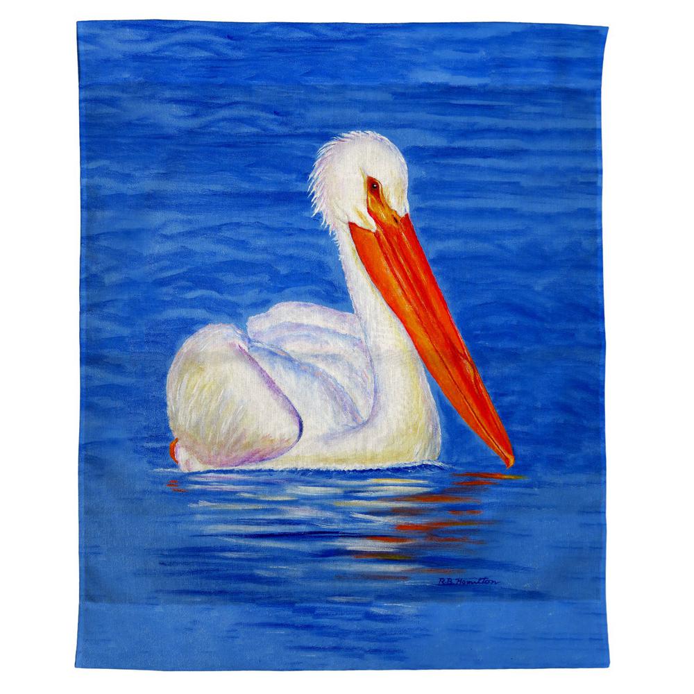 White Pelican Portrait Outdoor Wall Hanging 24x30. Picture 1