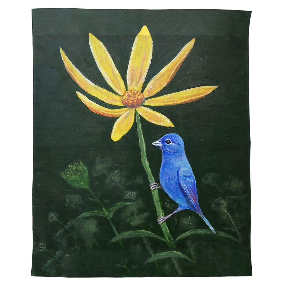 Indigo Bunting Outdoor Wall Hanging 24x30. Picture 1