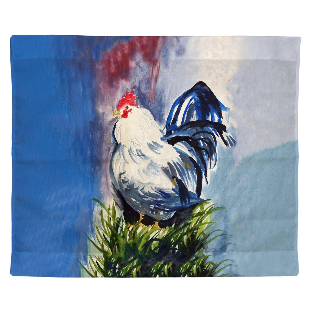 Blue & White Rooster Outdoor Wall Hanging 24x30. Picture 1