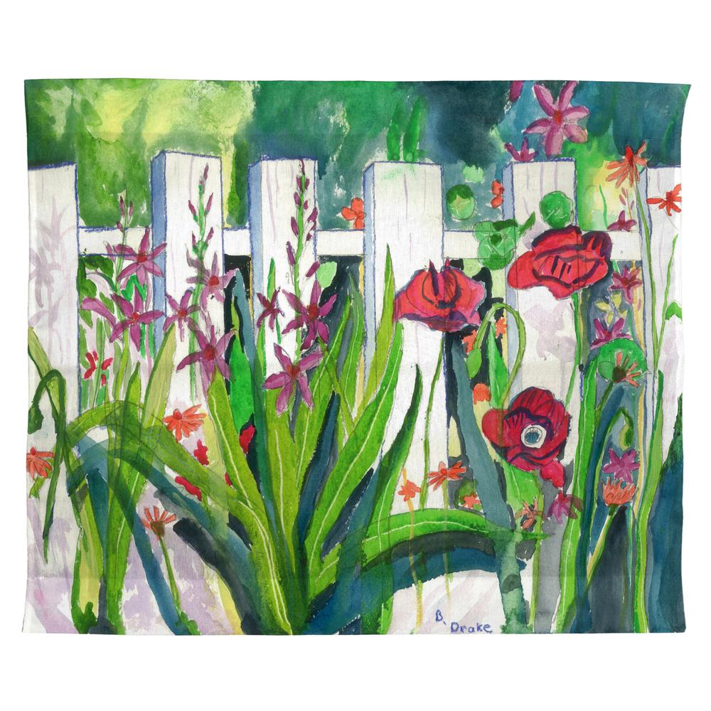 Fence & Flowers Outdoor Wall Hanging 24x30. Picture 1