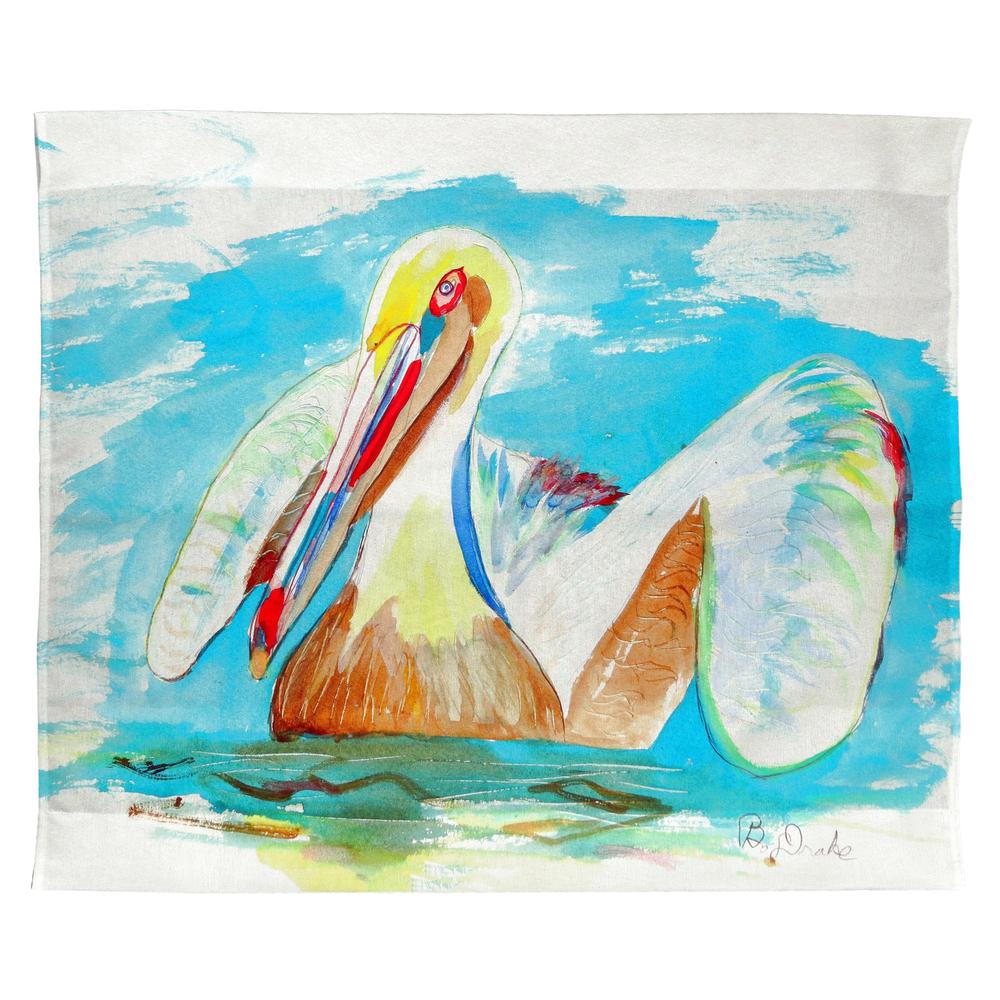 Pelican in Teal Wall Hanging 24x30. The main picture.