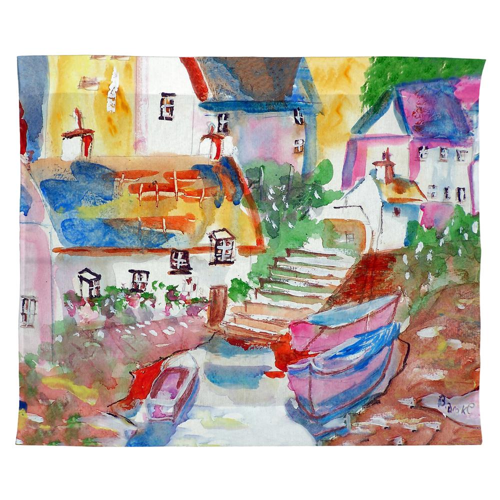 Boats At Steps Outdoor Wall Hanging 24x30. Picture 1