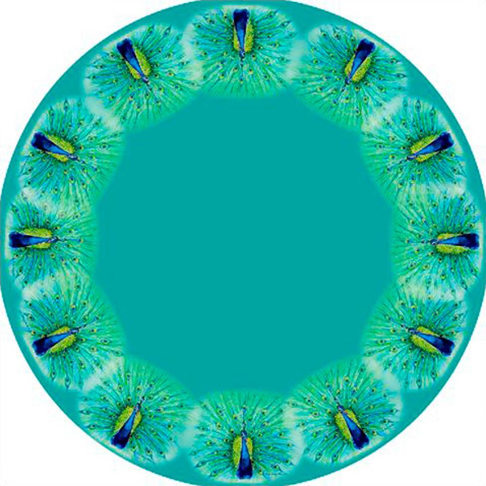 Peacock Round Table Cloth 58. Picture 1