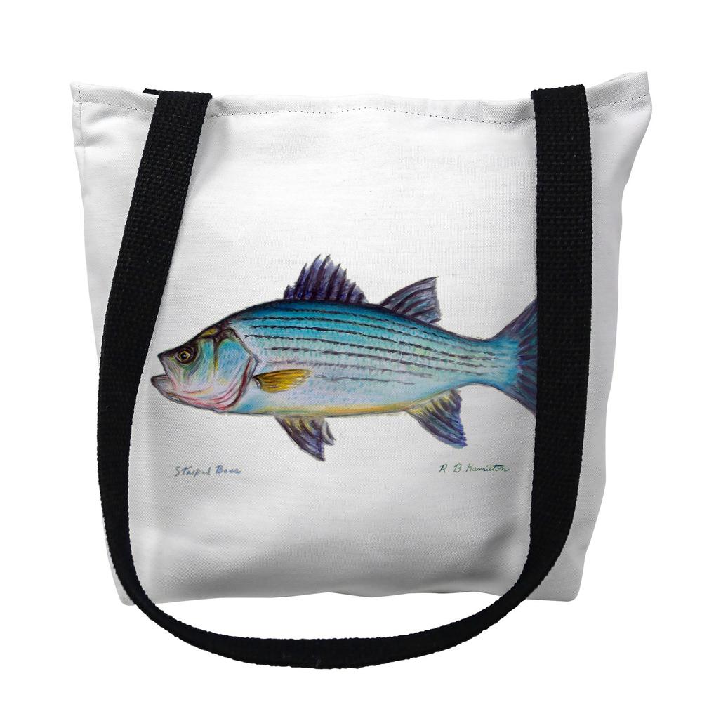 Striped Bass on White Large Tote Bag 18x18. Picture 1