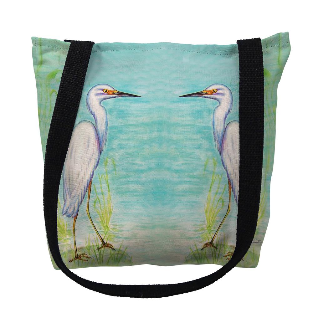 Snowy Egret Large Tote Bag 18x18. Picture 1