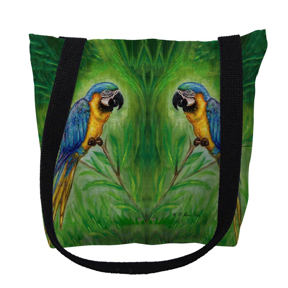 Blue Macaws Small Tote Bag 13x13. Picture 1