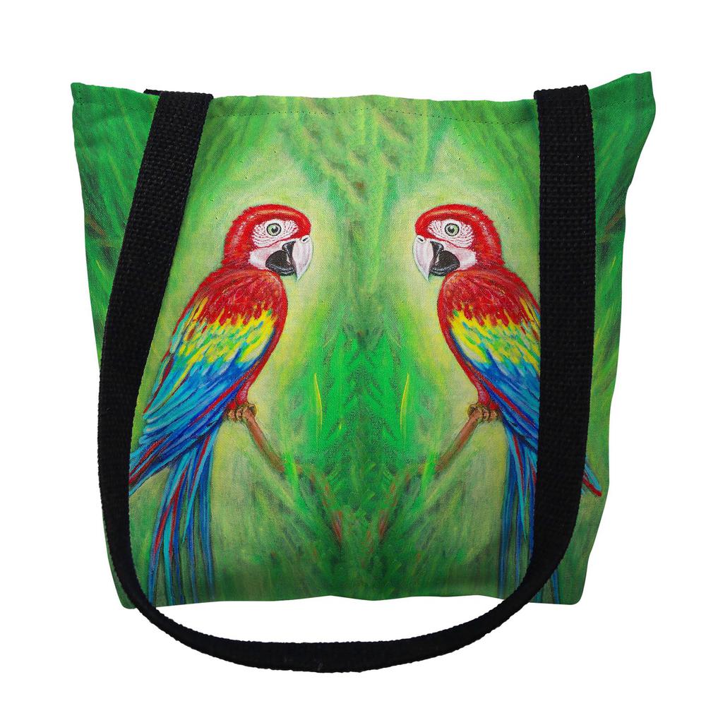 Red Macaws Medium Tote Bag 16x16. Picture 1
