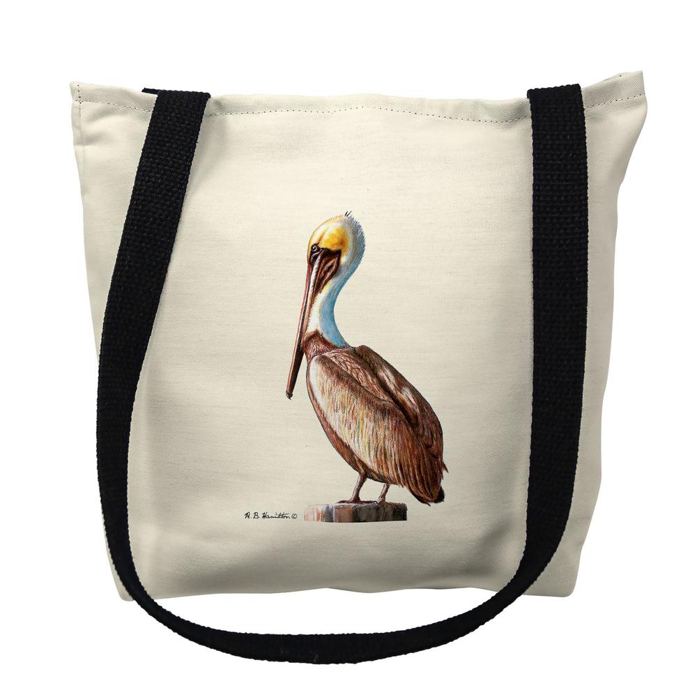 Pelican on White Large Tote Bag 18x18. Picture 1