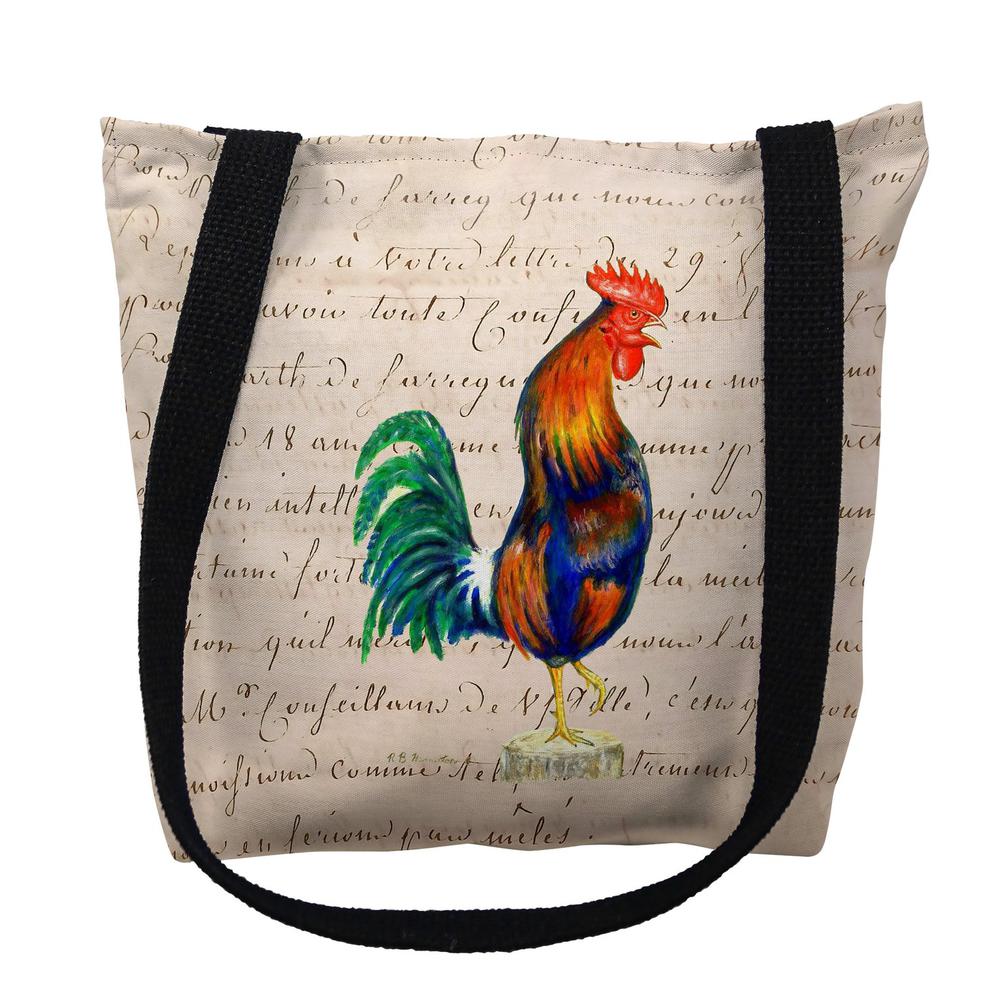 Blue Rooster Beige Script Large Tote Bag 18x18. Picture 1