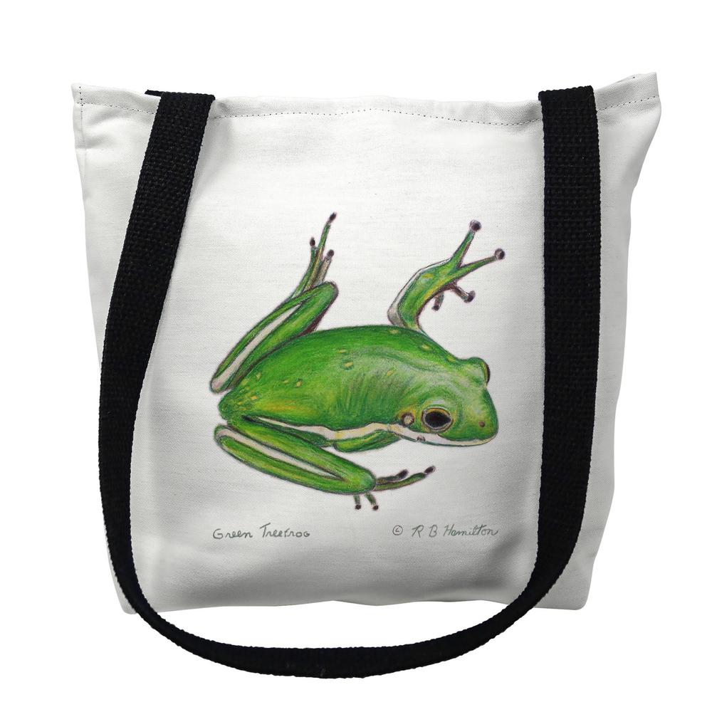 Green Treefrog Large Tote Bag 18x18. Picture 1